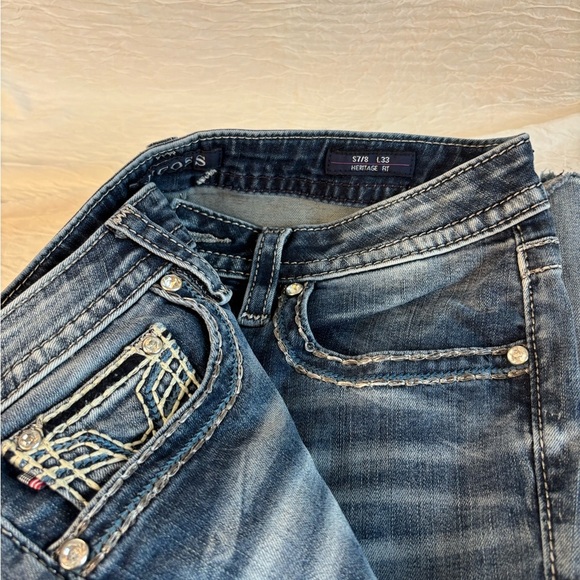 Vigoss Heritage Fit Dallas Bootcut – Distressed-Embellished Pockets – Sz 7/8 - Picture 6 of 16